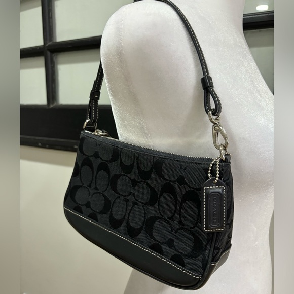 Vintage Coach Y2k Black Signature Demi Mini Bag Leather Jacquard BOX 90’s 00’s - Picture 5 of 9